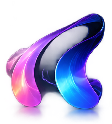 Flowing violet and blue ribbon